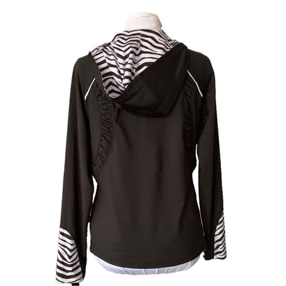 Bolle Black Zebra Accent Hooded Tennis Golf Zip Up Hooded Jacket Sz S - Picture 2 of 7